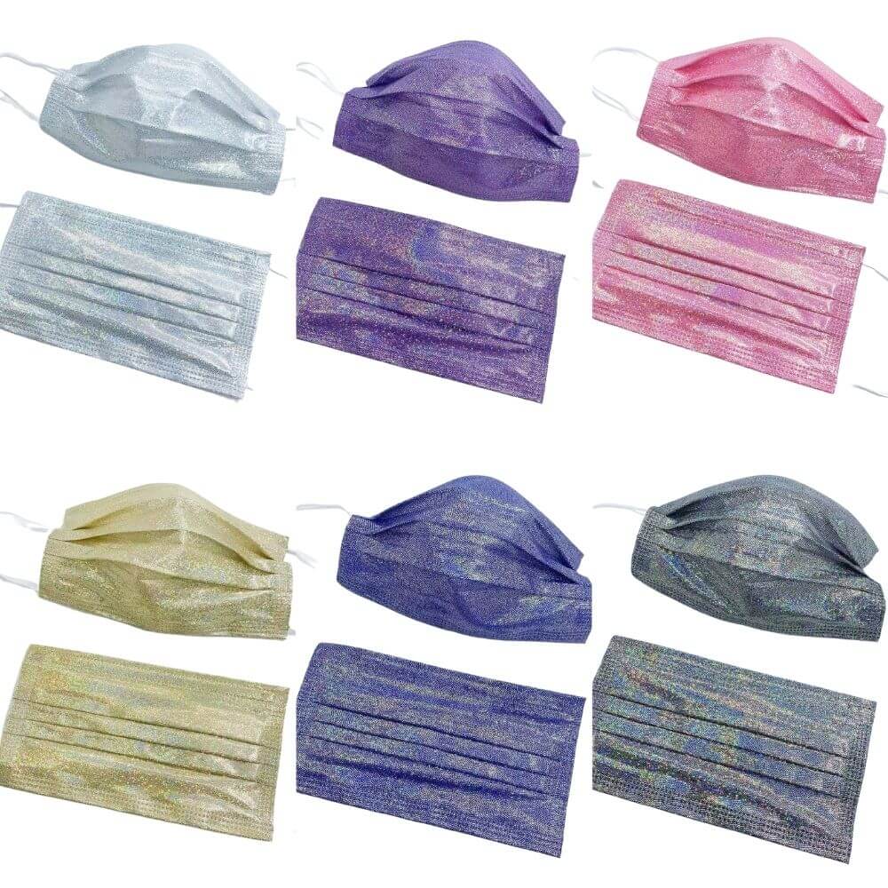 60 Piece RAINBOW GLITTER Hologam Face Mask Variety Pack