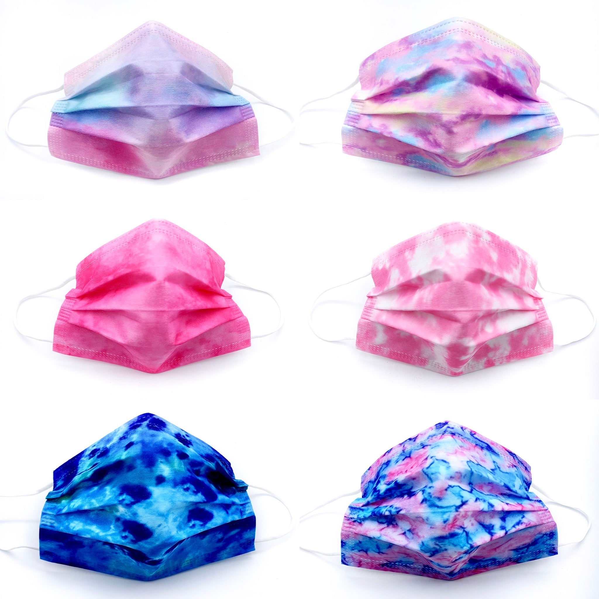 60 Piece RAINBOW Tie Dye Face Mask Variety Pack