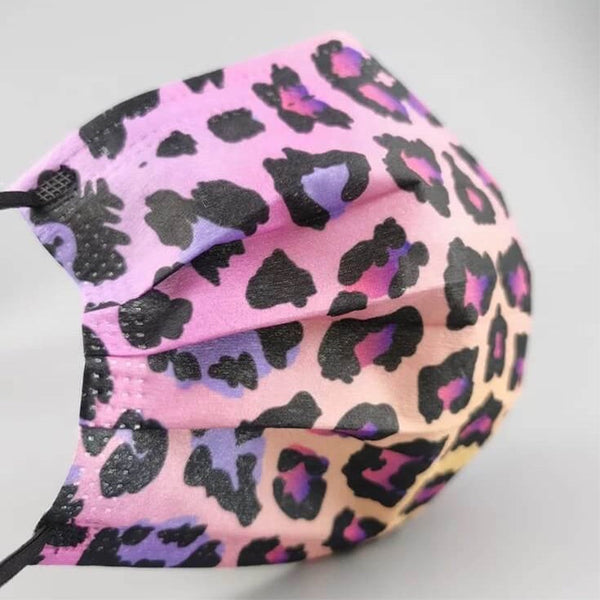 ✨NEW✨ 10 Pack Rainbow Leopard Print Masks - Pink, Purple & Gold