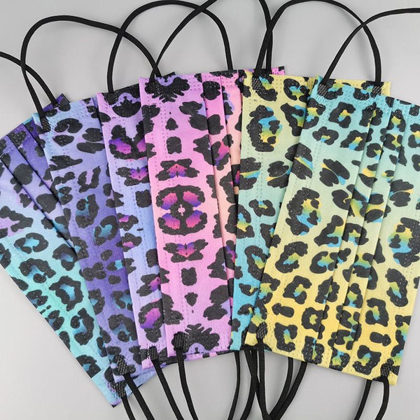 60 Piece RAINBOW LEOPARD Face Mask Variety Pack