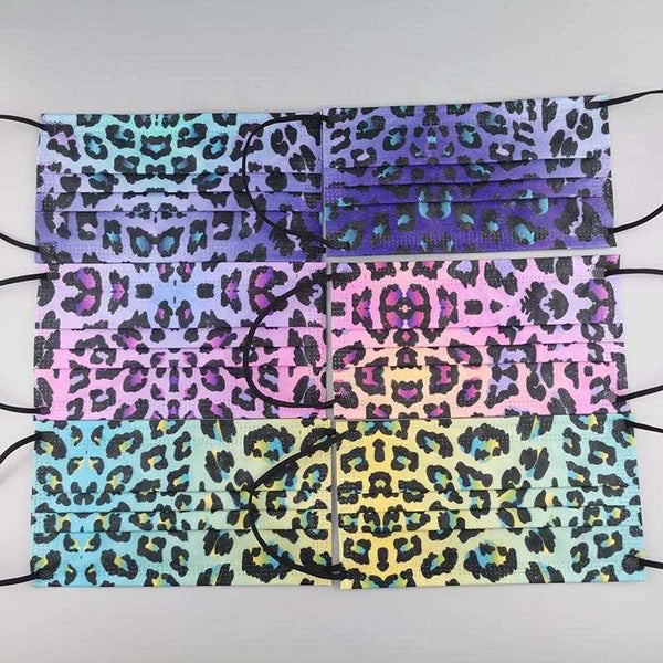 60 Piece RAINBOW LEOPARD Face Mask Variety Pack